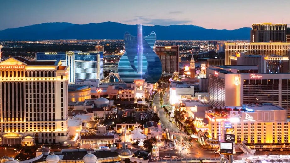 Hard Rock Las Vegas ก้าวสู่ความสำเร็จในการก่อสร้าง Guitar Tower เตรียมเปิดปี 2027