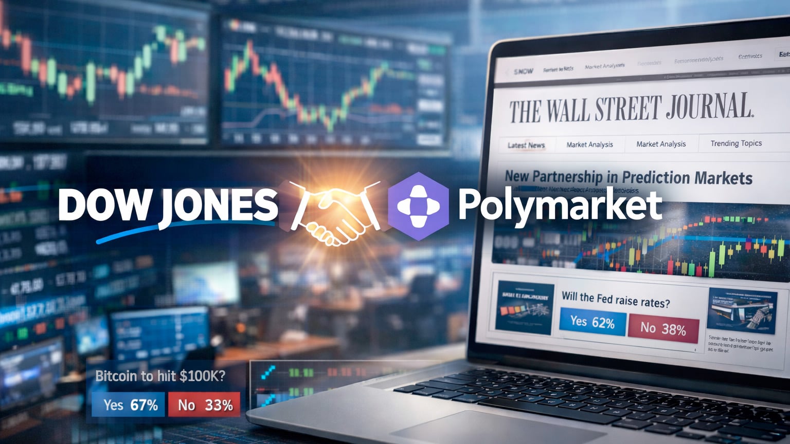Dow Jones เซ็นสัญญาข้อมูลตลาดทำนายกับ Polymarket